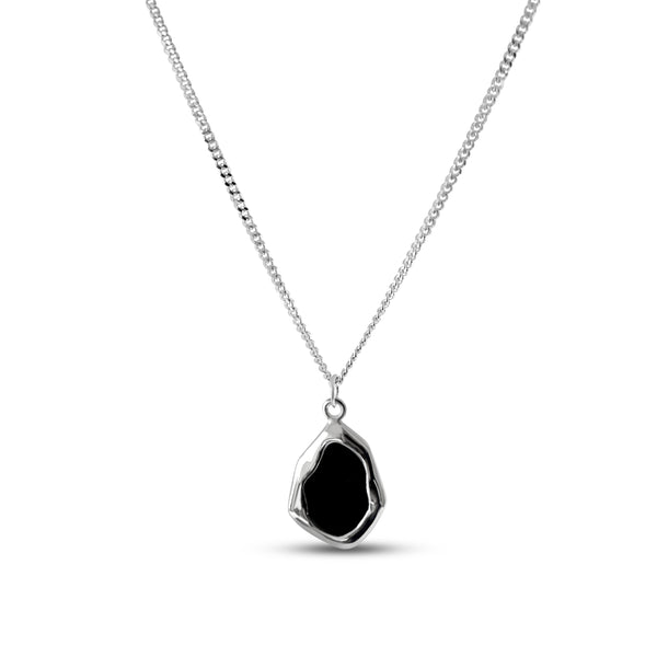 Minimalistisches Sterling Silver Halskette mit Onyx Anhänger für Männer