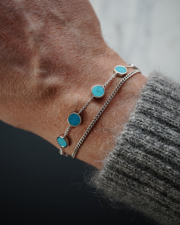 Silber Armband Männer mit Türkis Edelstein minimalistisch Herrenarmband Sprezzi Fashion