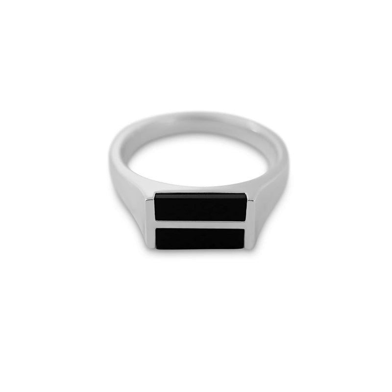 Sprezzi Fashion Balance Siegelring Silber mit schwarzem Onyx Stein