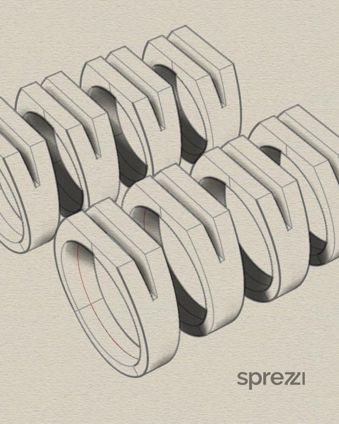 Handgefertigte Designer-Schmuck Skizze eines Silberrings detailliert modern stilvoll kreativ Sprezzi Fashion