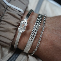 Elegantes Set aus drei Silber Armbändern für Herren hochwertig handgefertigt und verstellbar Sprezzi Fashion