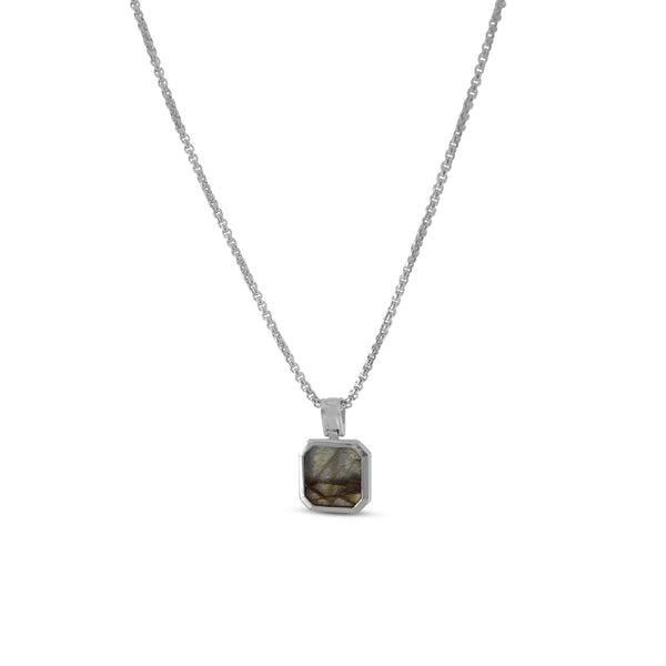 Exklusives Herren Silber Halsketten Set mit Larvikite Stein und Rope Kette stilvoll und handgefertigt Sprezzi Fashion