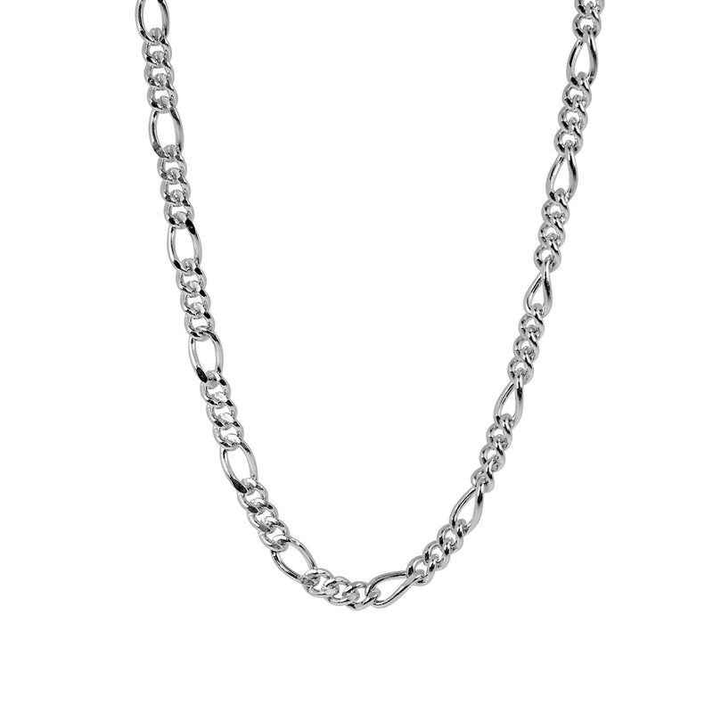 Diese Figaro Halskette aus massivem 925 Sterling Silber zeigt eine praezise gearbeitete Gliederstruktur die edel schimmert und einen modernen maskulinen Stil vermittelt die hochwertige rhodinierte Oberflaeche verleiht dieser Kette eine zeitlose elegante Wirkung Sprezzi Fashion