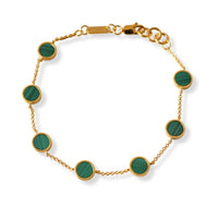 Edles Herren Armband mit 18k Gold Vermeil und grünem Malachit Stein Sprezzi Fashion