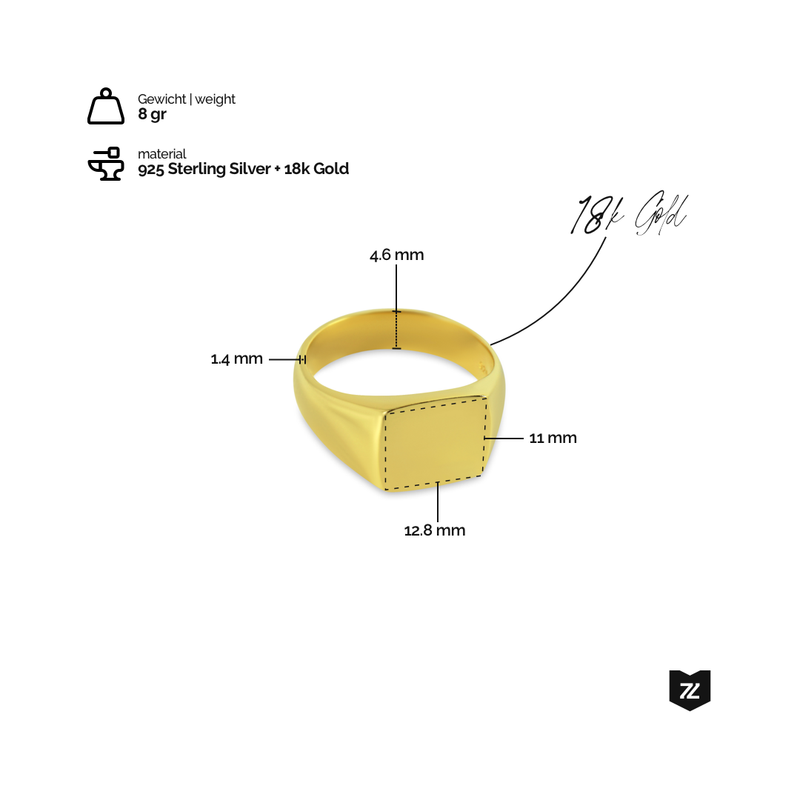Handgefertigter 18K vergoldeter Ring aus 925 Sterling Silber Gewicht 9 Gramm elegantes und zeitloses Design Sprezzi Fashion
