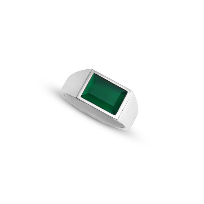Handgemachter Siegelring aus 925 Silber mit grünem Achat Naturstein Sprezzi Fashion