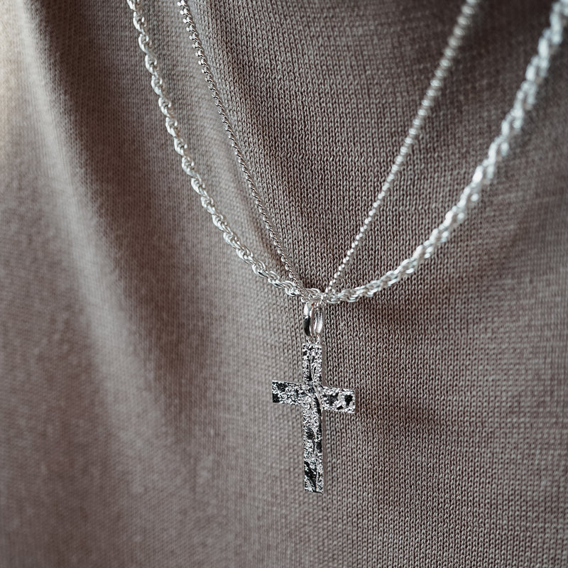 Duo Halsketten Set Kreuz und Zopf gefertigt aus 925 Sterling Silber ideal fuer Herren mit Stil Sprezzi Fashion