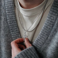 925 Silber Halsketten Set Kreuz und Snake Kette handgefertigt robust elegant ideal als Geschenk Sprezzi Fashion