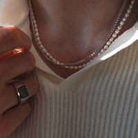 Elegantes Halsketten Set mit echter Perlenkette und Box Kette gefertigt aus 925 Sterling Silber handgefertigt mit feinen Details Sprezzi Fashion