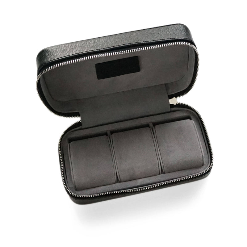 Handgefertigte Uhrenbox aus feinem schwarzen Leder für 3 Uhren robust und elegant Sprezzi Fashion