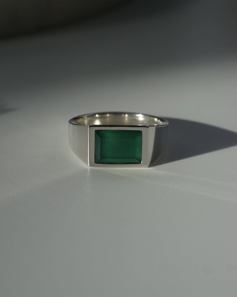 Einzigartiger grüner Achat Siegelring aus 925 Sterling Silver für Männer Sprezzi Fashion