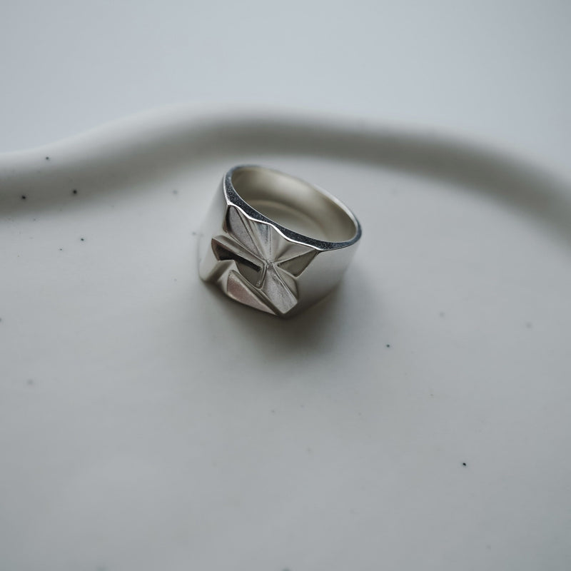 Handgemachter Massiver Notch Ring aus 925 Silber Herrenring Modern Robust Perfektes Geschenk Sprezzi Fashion