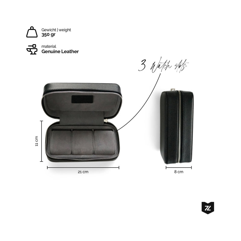 Handgemachte Uhrenbox aus echtem Leder für 3 Uhren Gewicht 350 Gramm stilvoll und robust Sprezzi Fashion