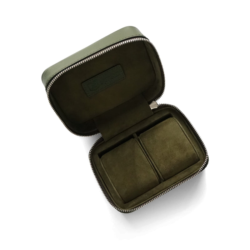Handgefertigte Leder Uhrenbox khaki für 2 Uhren stilvolles und zeitloses Design Sprezzi Fashion