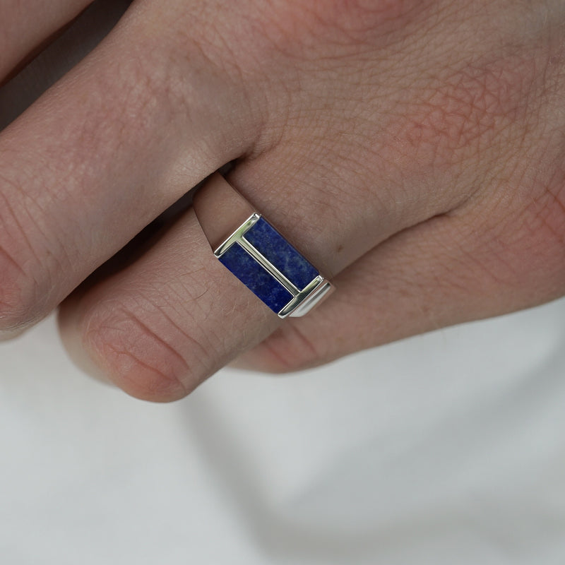Handgemachter Silber Ring mit zwei Lapis Steinen minimalistisch edel und verstellbar Sprezzi Fashion