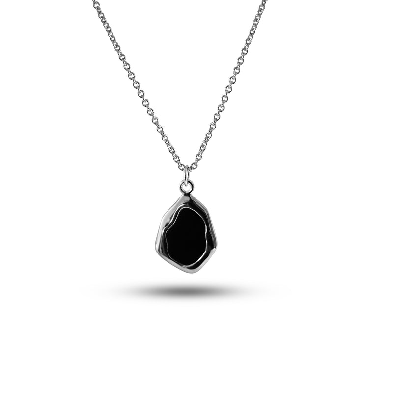 Handgefertigte 925 Silber Kette mit Onyx Stein Anhänger Sprezzi Fashion