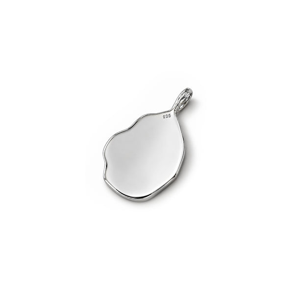 Rückansicht des ovalen Herren-Anhängers aus 925 Sterling Silber im Meteorit-Design Sprezzi Fashion