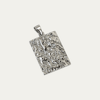 Rechteckiger Herren-Anhänger aus 925 Sterling Silber im Meteorit-Design mit markanter strukturierter Oberfläche Sprezzi Fashion