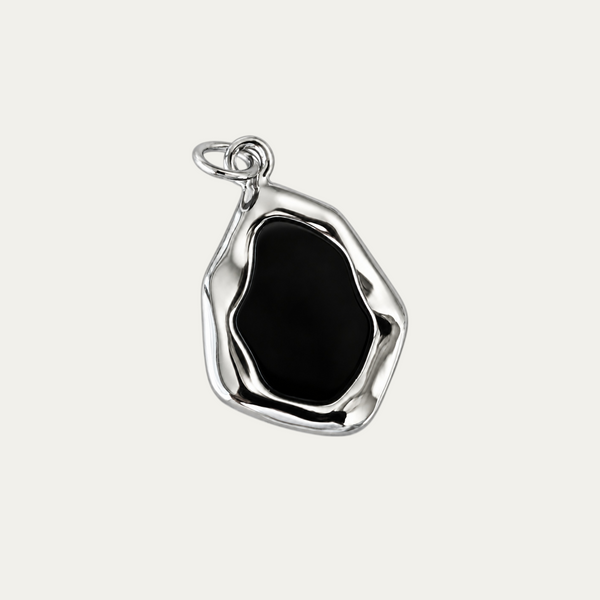 Herren-Anhänger aus 925 Sterling Silber mit schwarzem Onyx-Naturstein im asymmetrischen Onyx-Crash-Design Sprezzi Fashion