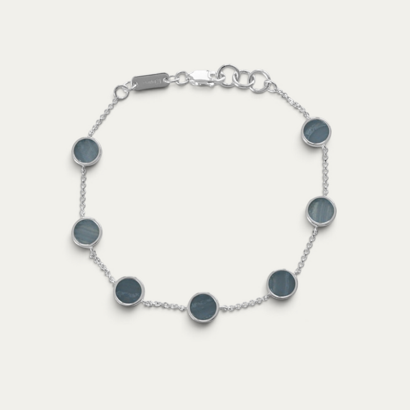 Men's Silver Bracelet With Blue Gemstone | Sprezzi Fashion