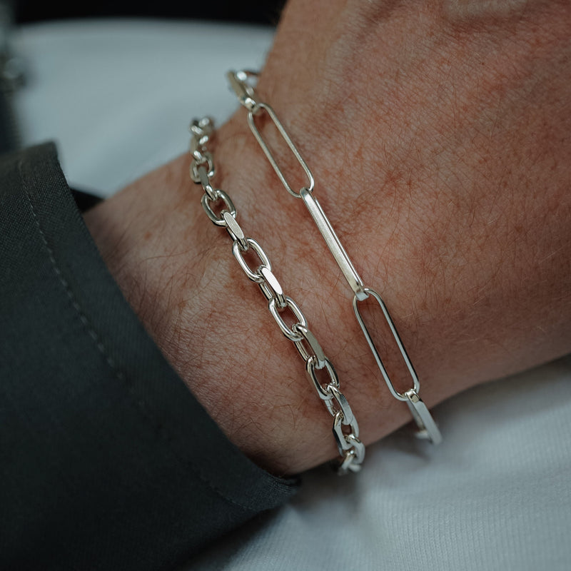 Elegantes Herren Armband im Paperclip Design aus echtem 925 Sterling Silber Sprezzi Fashion