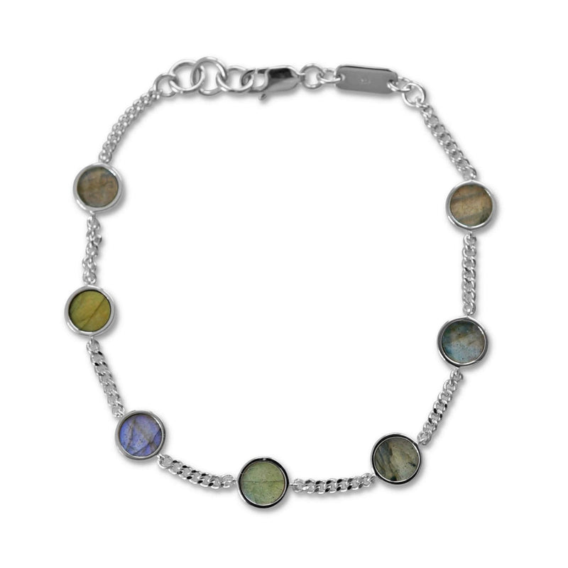 Elegantes Herren Armband aus Silber mit Glieder Design und Larvikite Stein handgefertigt Sprezzi Fashion