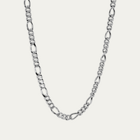 Markante Figaro Halskette aus massivem 925 Sterling Silber mit charakteristischem Gliederdesign und fein polierter Rhodium Oberfläche verbindet klassischen Schmuckstil mit modernem Glanz und einer kraftvollen maskulinen Ausstrahlung Sprezzi Fashion