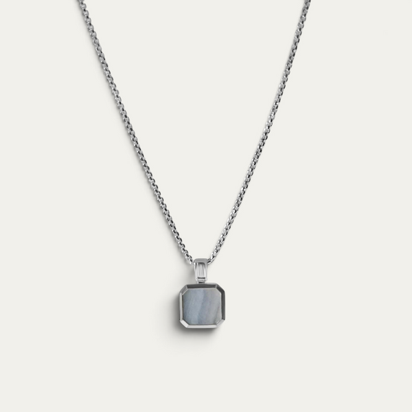 Men's Silver Chain With Mother Of Pearl Pendant | Sprezzi Fashion