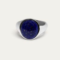 Herren Siegelring aus 925 Sterling Silber mit blauem Lapislazuli Stein verbindet intensive blaue Farbwirkung mit einer markanten eleganten Form Sprezzi Fashion