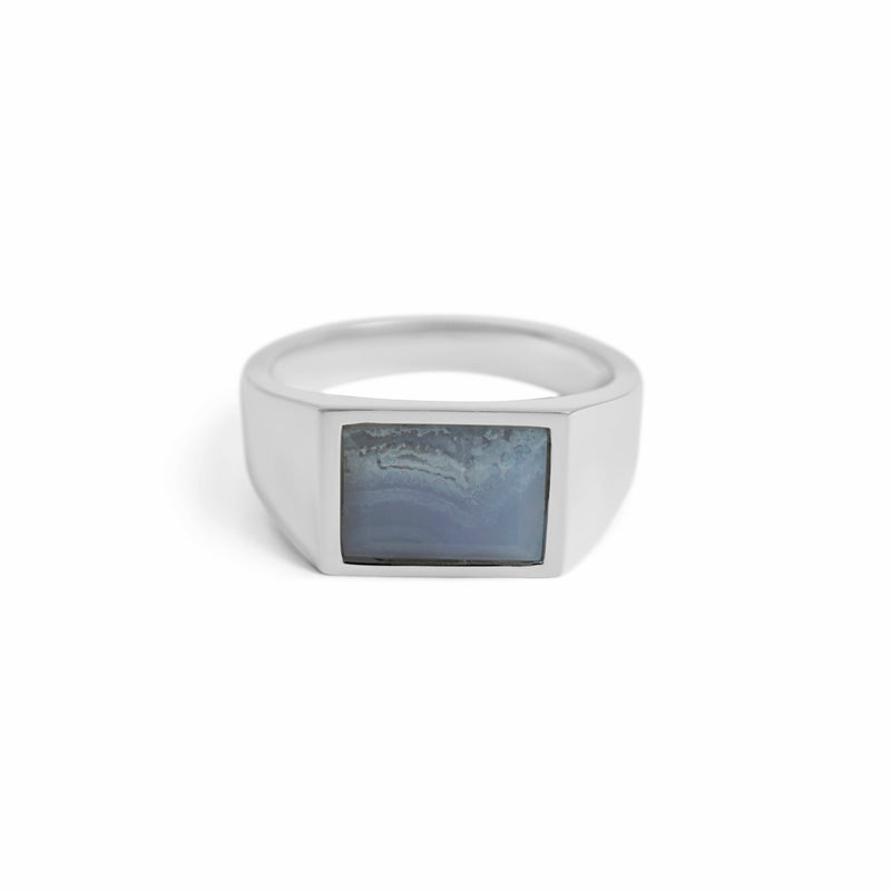 Herren Siegelring mit tiefblauem Achat Stein aus hochwertigem 925 Sterling Silber gefertigt Sprezzi Fashion