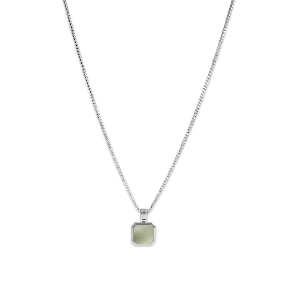 Men's Silver Chain With Mother Of Pearl Pendant | Sprezzi Fashion