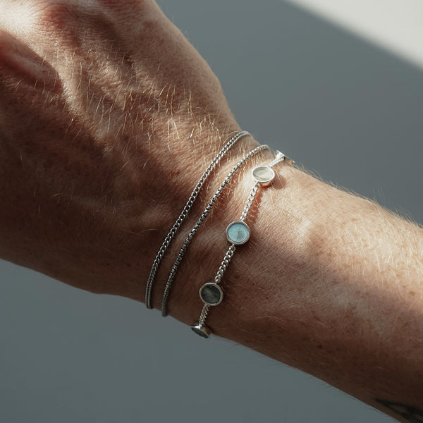 Hochwertiges Herrenarmband aus Silber mit Naturstein Larvikit stilvoll und robust Sprezzi Fashion