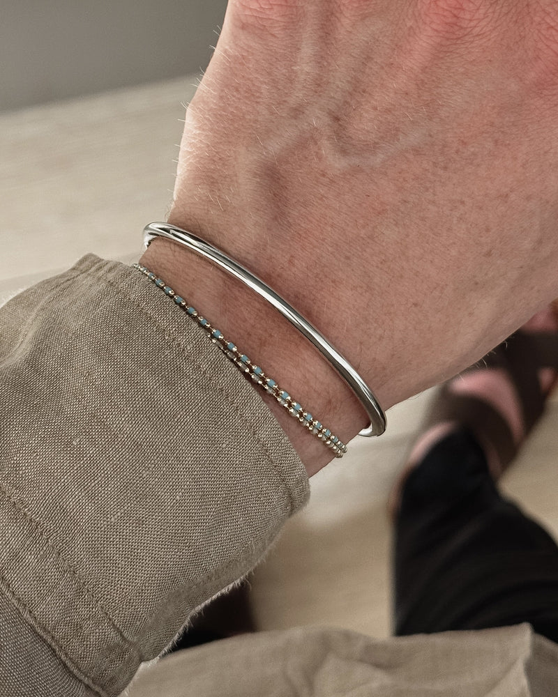 Männer Silber Armreif minimalistisch poliert aus Sterling Silver verstellbare Größe