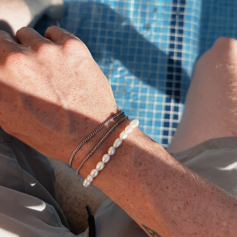 Silber Armband Set mit Wasserperlen Armband für Männer