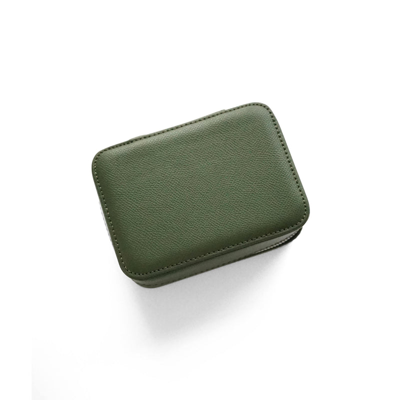 Exklusive khaki Leder Uhrenbox für 2 Uhren mit robustem Reißverschluss handgefertigt Sprezzi Fashion