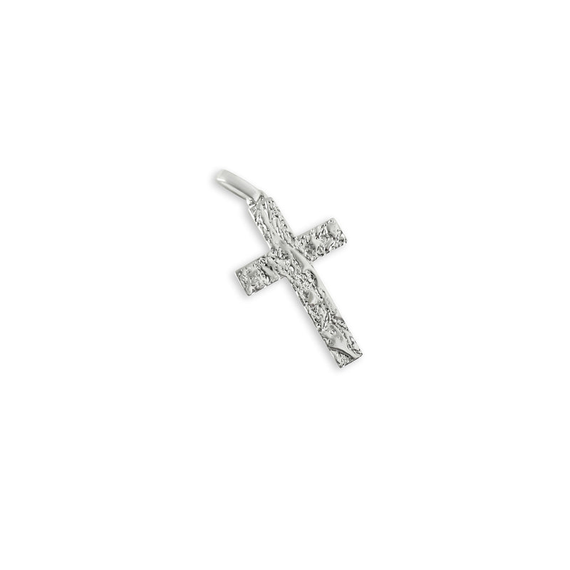 Eleganter Kreuz Raw Anhaenger aus hochwertigem 925 Sterling Silber mit matter rauer Oberflaeche deren natuerliche Struktur klare Tiefe zeigt und ein modernes kraftvolles Accessoire entsteht das Maennern authentische maskuline Praesenz und hochwertige Qualitaet bietet Sprezzi Fashion