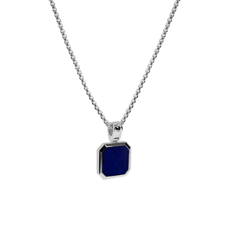 Handgemachte Silber Kette mit blauem Lapislazuli Stein elegant robust und hochwertig Sprezzi Fashion