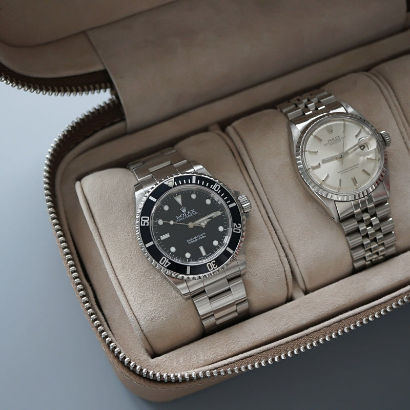 Leder Uhrenbox für 3 Uhren in Taupe handgefertigt mit weichem Innenfutter für optimalen Schutz Sprezzi Fashion