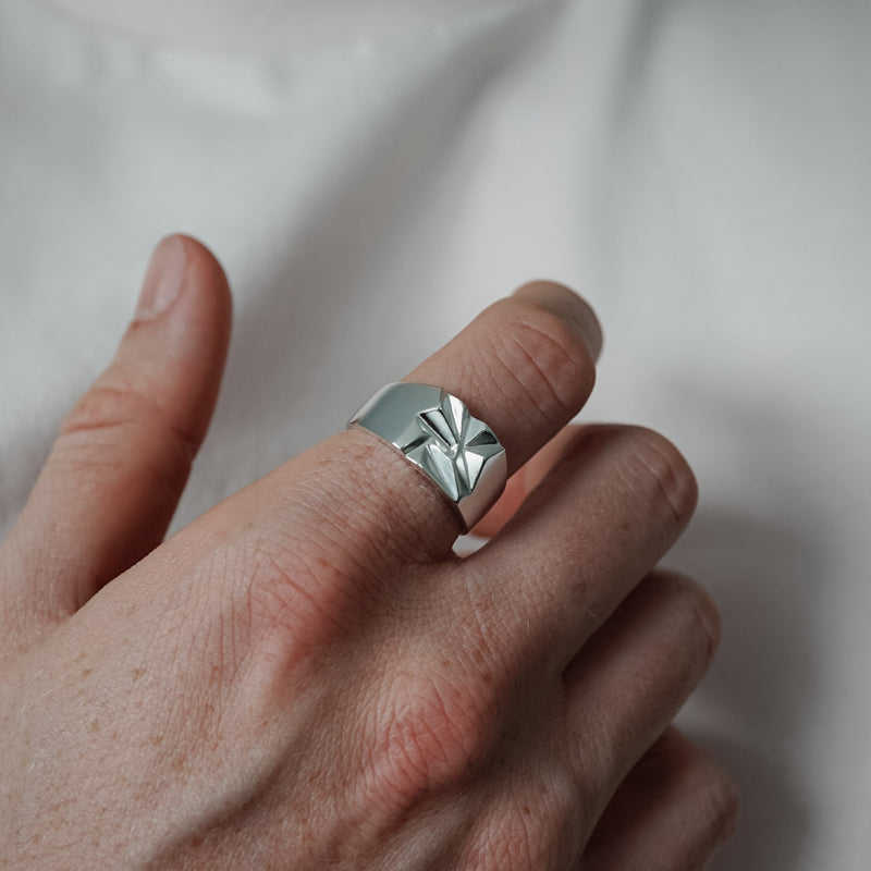 Massiver 925 Silber Ring Notch Handgefertigt Robust Hochwertige Fertigung Modernes Herren Accessoire Sprezzi Fashion