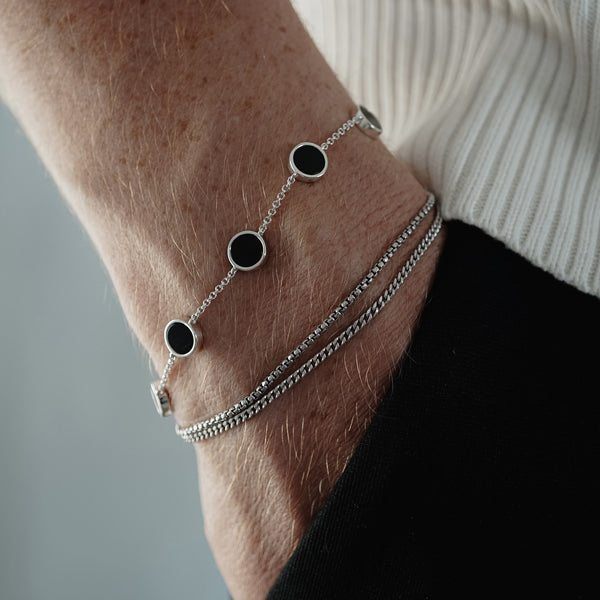 Set aus drei minimalistischen Silber Armbändern für Herren aus 925 Sterling Silber handgefertigt Sprezzi Fashion
