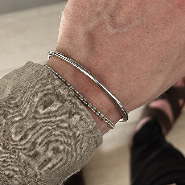 Minimalistischer 925 Silber Armreif für Herren, poliert und elegant Sprezzi Fashion