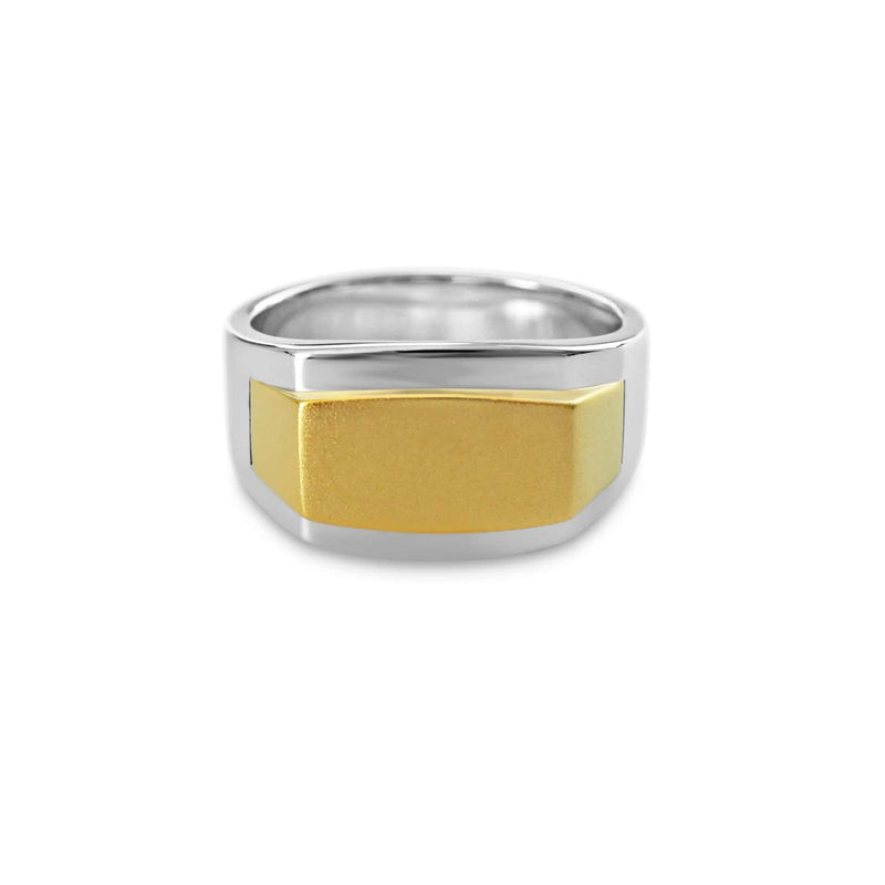 Moderner Edgy Bicolor Ring aus 925 Sterling Silber mit stilvoller Goldfarbe für trendbewusste Männer Sprezzi Fashion