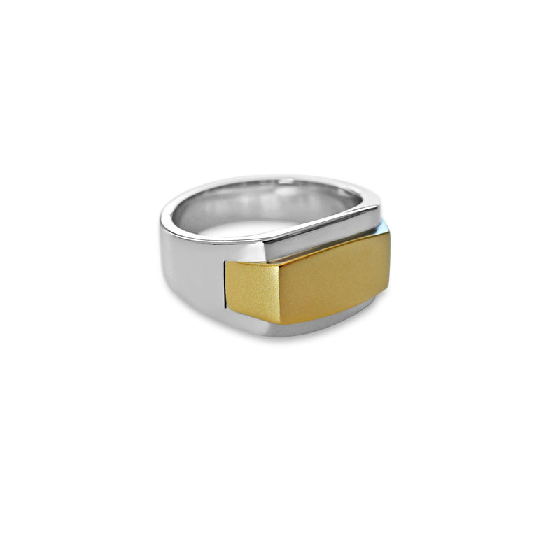 Moderner Herren Siegelring aus Silber und Gold handgefertigt stilvoll robust minimalistisch für Alltag und besondere Anlässe Sprezzi Fashion