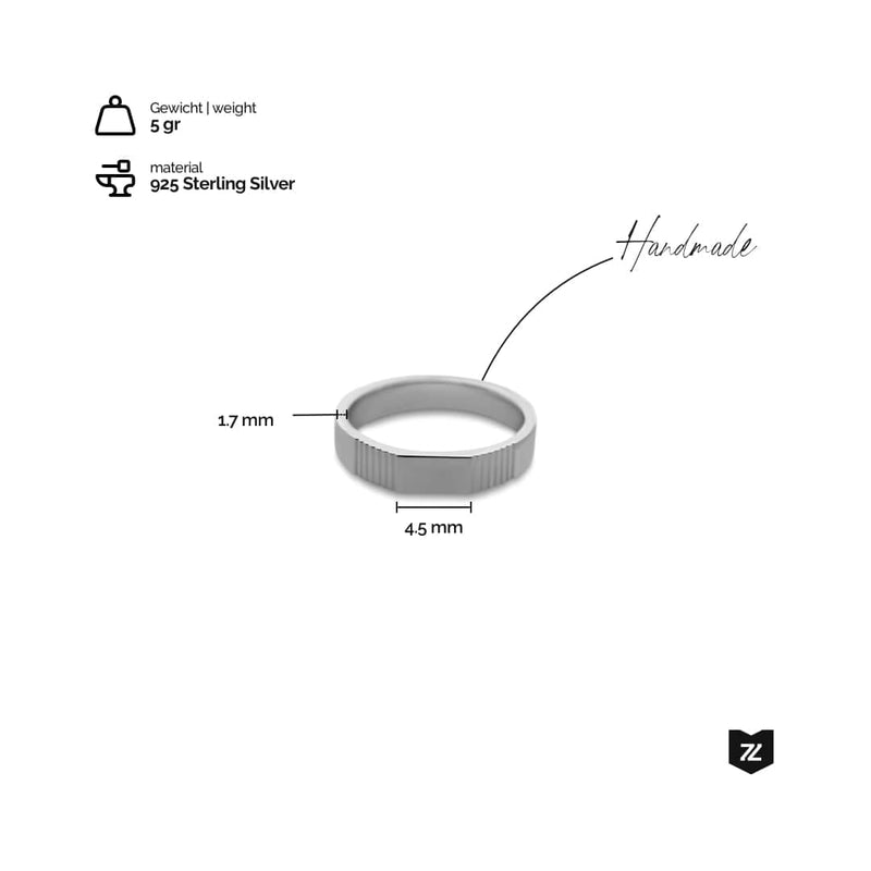 Eleganter Bandring Lines aus 925 Sterling Silber handgefertigt mit feinen Linien und poliertem Finish Gewicht 5 Gramm Sprezzi Fashion