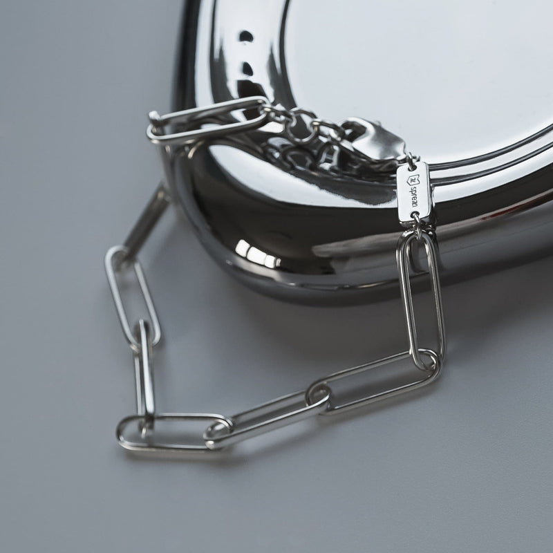 Paperclip Armband für Herren aus 925 Sterling Silber mit dezenter Sprezzi Logo Gravur Sprezzi Fashion