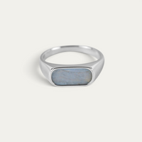 Chevalière 925 Argent Avec Pierre Bleue [Calcédoine]