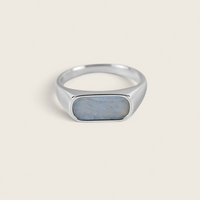 Anello Sello In Argento 925 Con Pietra Blu [Chalcedon]