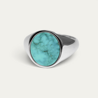 Chevalière 925 Argent Ovale [Turquoise]