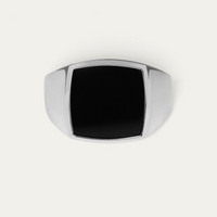 Chevalière 925 Argent Avec Pierre Noire [Onyx]