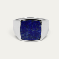 Chevalière 925 Argent Avec Pierre Bleue [Lapis-Lazuli]